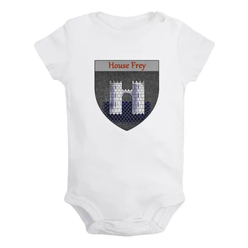 

Game of Thrones House Frey of the Twins Printed Newborn Baby Girl Boys Clothes Short Sleeve Romper Outfits 100% Cotton