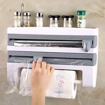

Multifunctional Home Kitchen Film Sauce Bottle Storage Rack Paper Dispenser Preservative Film Rack Kitchen Accessory