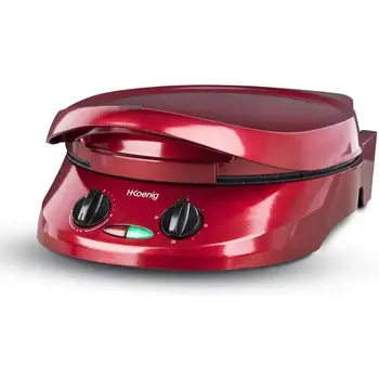 

H.Koenig Tart Express - Máquina para pizza tartas y quiches, 2 placas de piedra antiadherente, 1800 W, color rojo