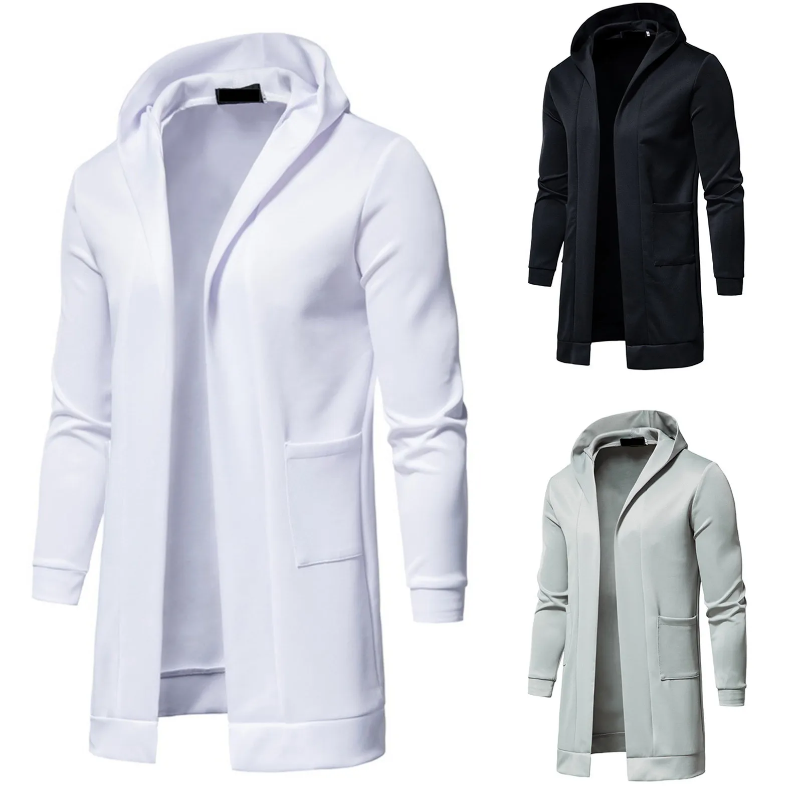 2021 Men's Autumn&winter Coat Solid Color New Long Sleeved Windbreaker Hooded Coats & Jackets High Quality Fashion Simple Trench 1
