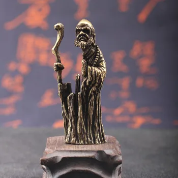 

Bodhidharma Buddha Statue Figurine Copper Handmade Antique Craft for Home Decoration Creative Gift