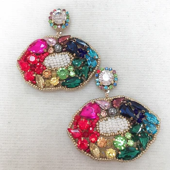 

Big Earrings Luxury Wedding Earings Crystal Rhinestone Earing Mouth Earrings Boucle D'oreille Femme Statement Earrings For Women
