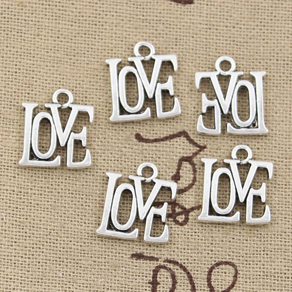 30 шт. буквы амулеты Love 15x13 мм античные бронзовые подвески из серебра DIYCrafts