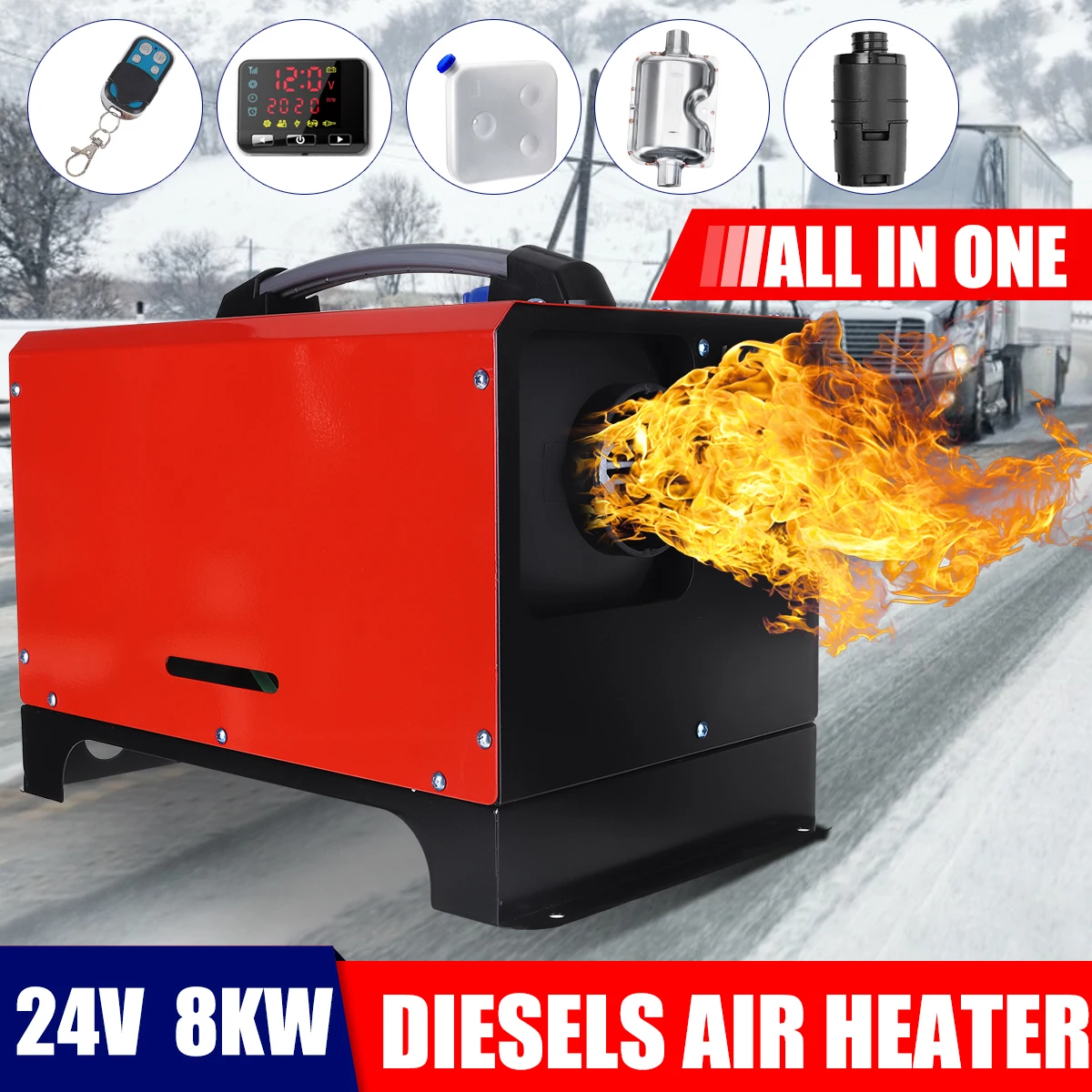 Najtaniej Wszystko w jednym 8KW 12 V 24 V narzędzie do ogrzewania samochodu Monitor LCD Parking cieplej diesel nagrzewnica powietrza pojedynczy otwór do ciężarówki autobus łódź RV