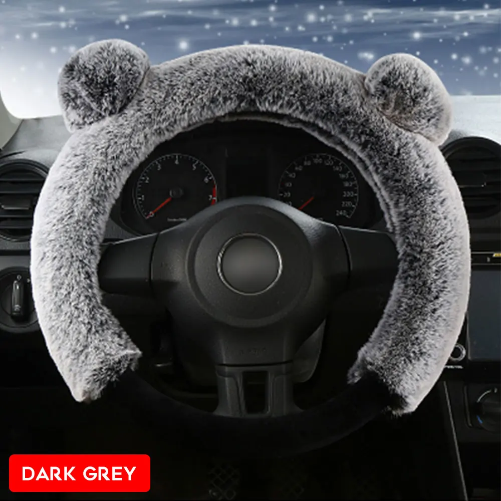 Dark gray Vehemo 38 см чехол рулевого колеса автомобиля зимний протектор рулевого колеса без ворса рулевое колесо обертка для автомобиля нескользящий круг - Название цвета: Dark gray