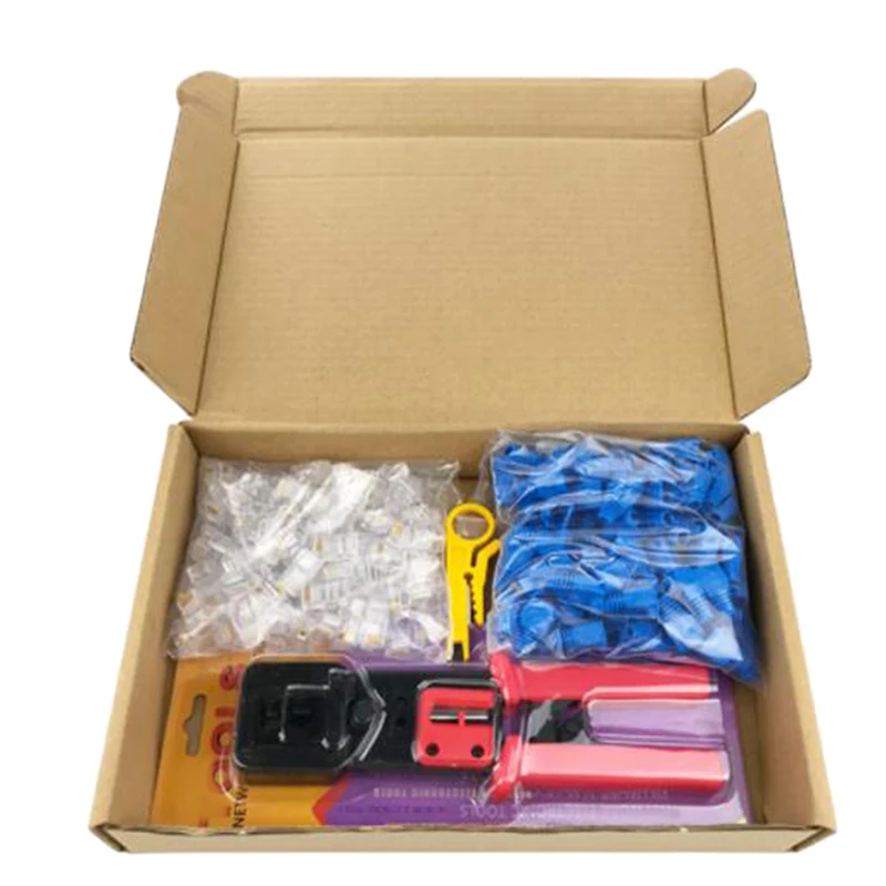 Обжимной инструмент RJ45 проходит через Cat5 Cat5E Cat6 обжимной инструмент для RJ45/RJ12 обычные и сквозные разъемы с 100 шт Con