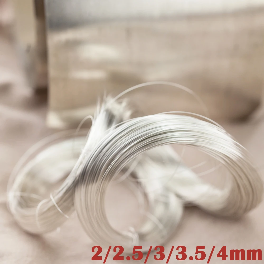 S9999 Pure Solid 999 Sterling Silver Wire 2mm 2.5 3 3.5 4mm Beading Stringing Jewelry Thread Line Filament Connector Accessories