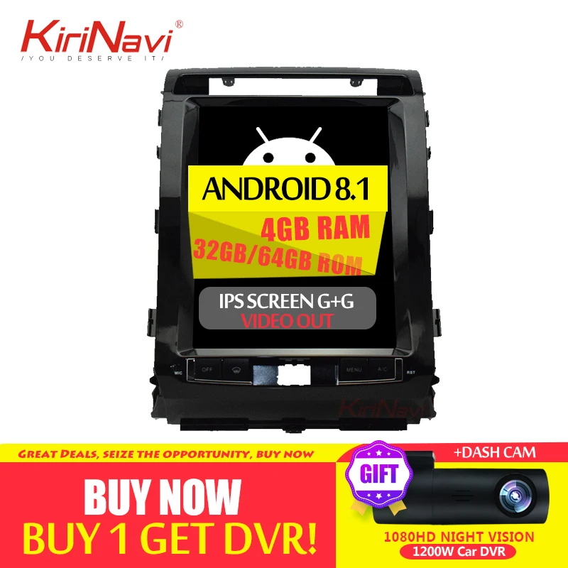 Discount Kirinavi 12.1" Android 8.1 Car Radio Gps Navigation For Toyota Land Cruiser Car Dvd Player Multimedia Video 2008-2015 Bluetooth 0