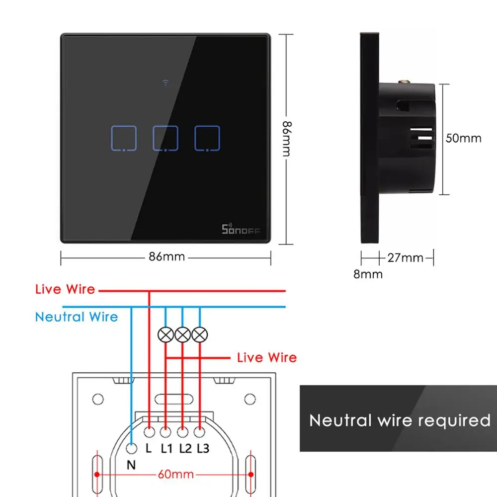 Sonoff Wifi Touch Light Switch Sonoff Tx T2 T3 Smart Switch, 433 Rf Ewelink  App Control, Work With Alexa Google Home Smart Home - Automation Modules -  AliExpress