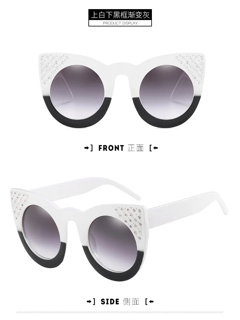 mincl Brand Designer Fashion Vintage Small Round Diamond Sunglasses Women cat Colorful Rhinestone Shades UV400 FML