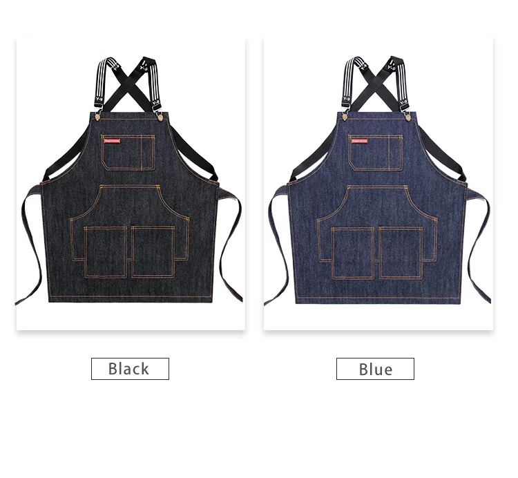 Denim apron hair stylist barista milk tea shop flower shop