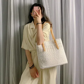

Single shoulder bag for women 2020 summer new Korean version of tote bag for women with large capacity handbag all-match lace