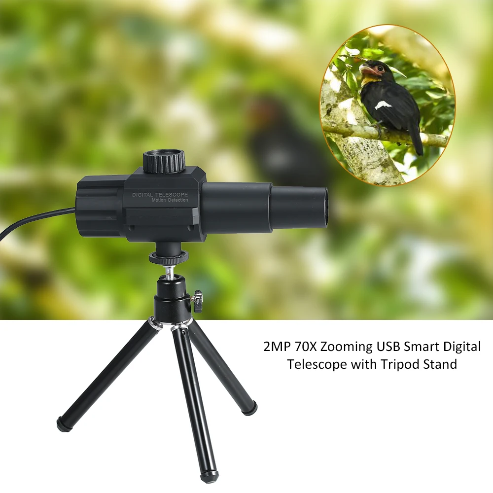 USB Смарт Цифровой телескоп Монокуляр 2MP 70X Масштабирование увеличение Регулируемая Масштабируемая камера с штатив Стенд