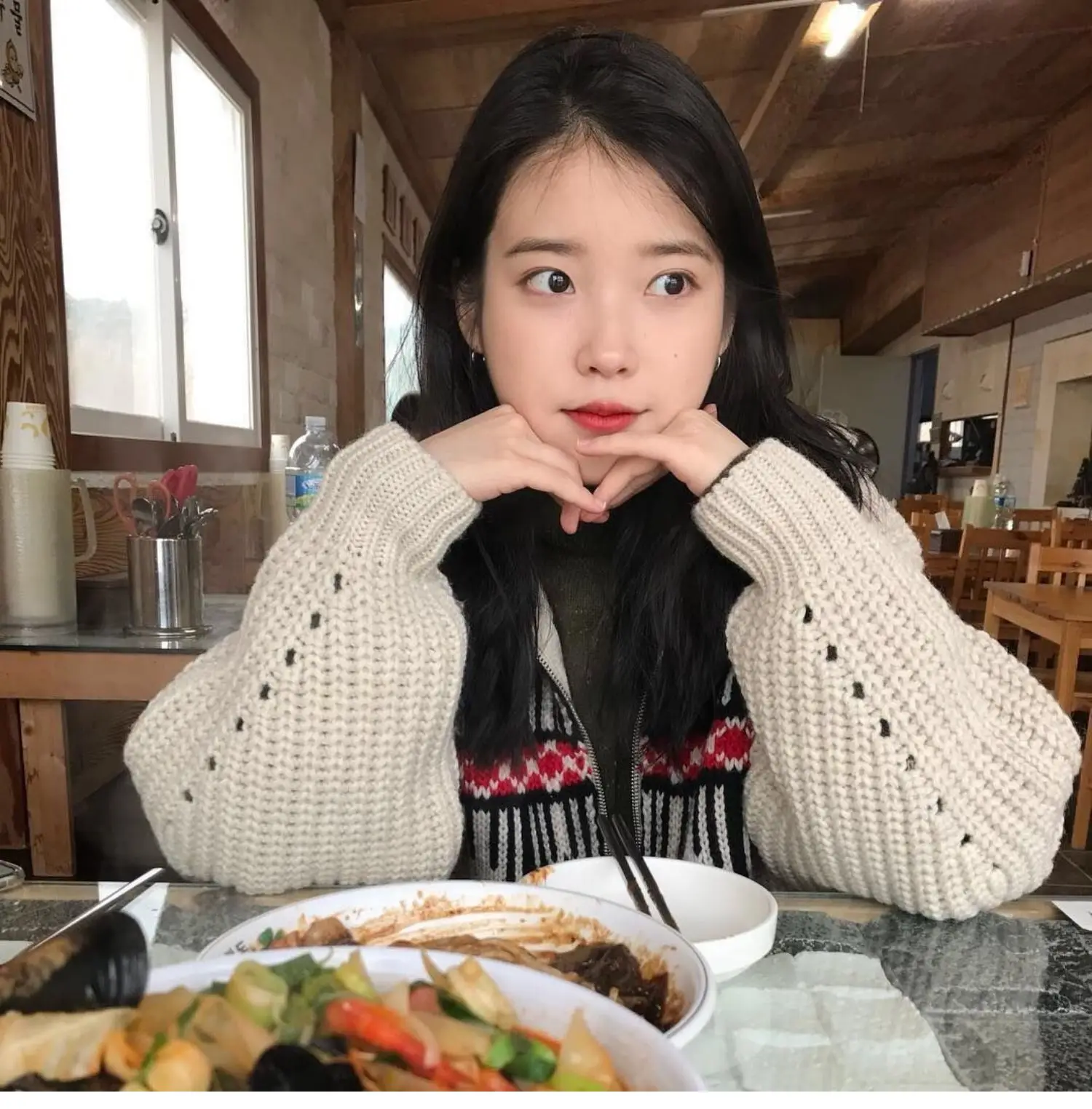Kpop IU Lee Ji Eun такой же вязаный кардиган, свитер для женщин, зимний теплый корейский Свободный Harajuku толстый женский свитер с высоким воротом