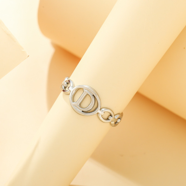 Out A-ZLetter 2Colors Metal Adjustable Opening Ring Initials Name Alphabet Female Party Fashion Jewelry Christmas Present