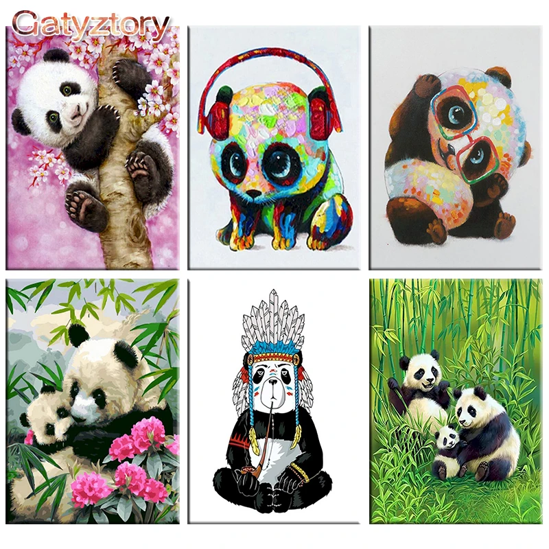

GATYZTORY Painting By Numbers Kids Chinese Panda DIY Paint By Numbers For Adults Photo Frames For Picture Acrylic Paint 40X50cm