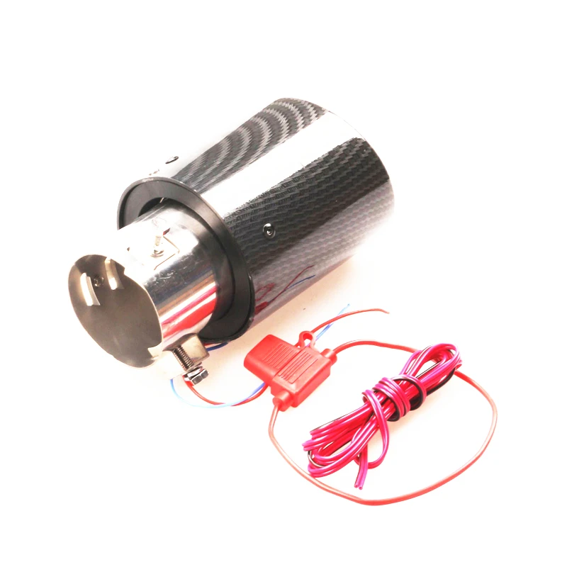 Universal 35-61mm Inlet Carbon Fiber Color Car Exhaust Muffler Pipe Tip w/ LED Light 1Piece