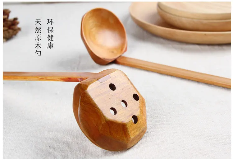 Creative Customizable Lettering Spoon Long Handle Wood Ladel Wholesale Restaurant Hotel Only Colander Hot Pot Spoon