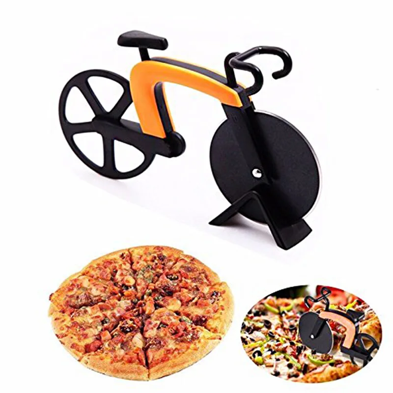 

Bicycle Pizza Cutter Wheel Stainless Plastic Slicer Pizza Chopper Gadget Steel Roller Bike Kitchen