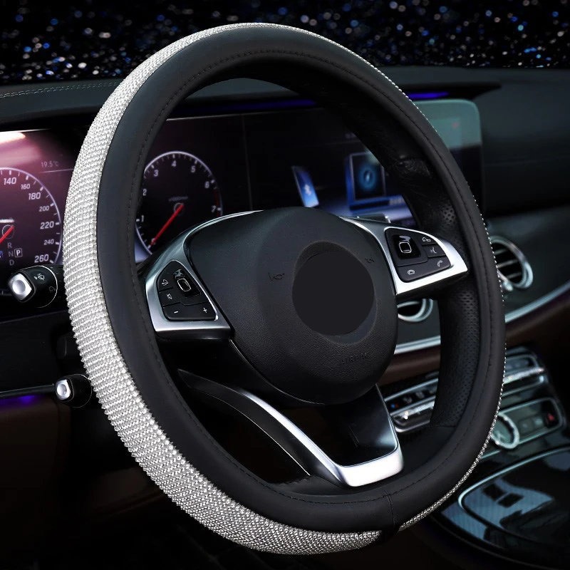 

Car Steering Wheel Covers Crystal Rhinestone Auto Steering Wheel Covers Protectors For Women Girls Car Accessories