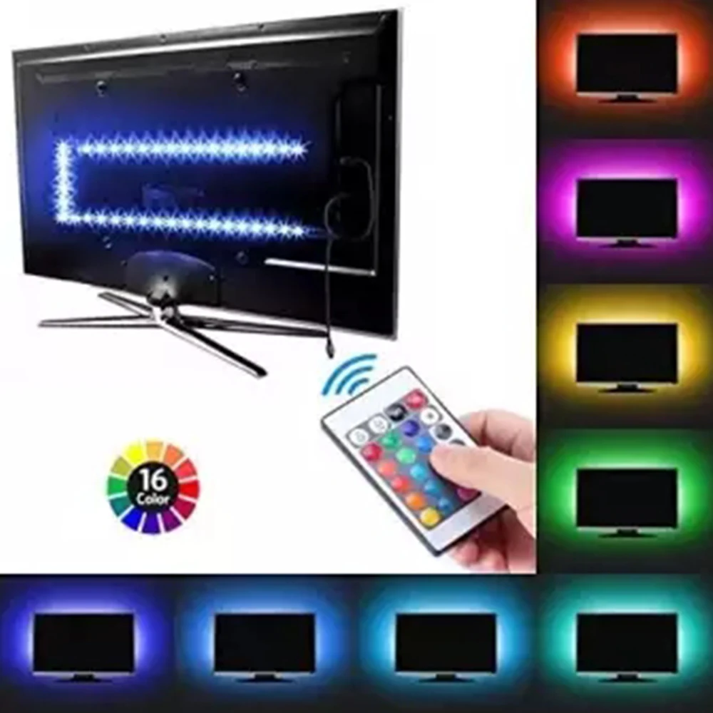 5V USB LED Strip Light RGB Flexible LED Light Tape Ribbon 1M 5M HDTV TV Desktop Screen Backlight Bias Lighting Decor Strip Light 3