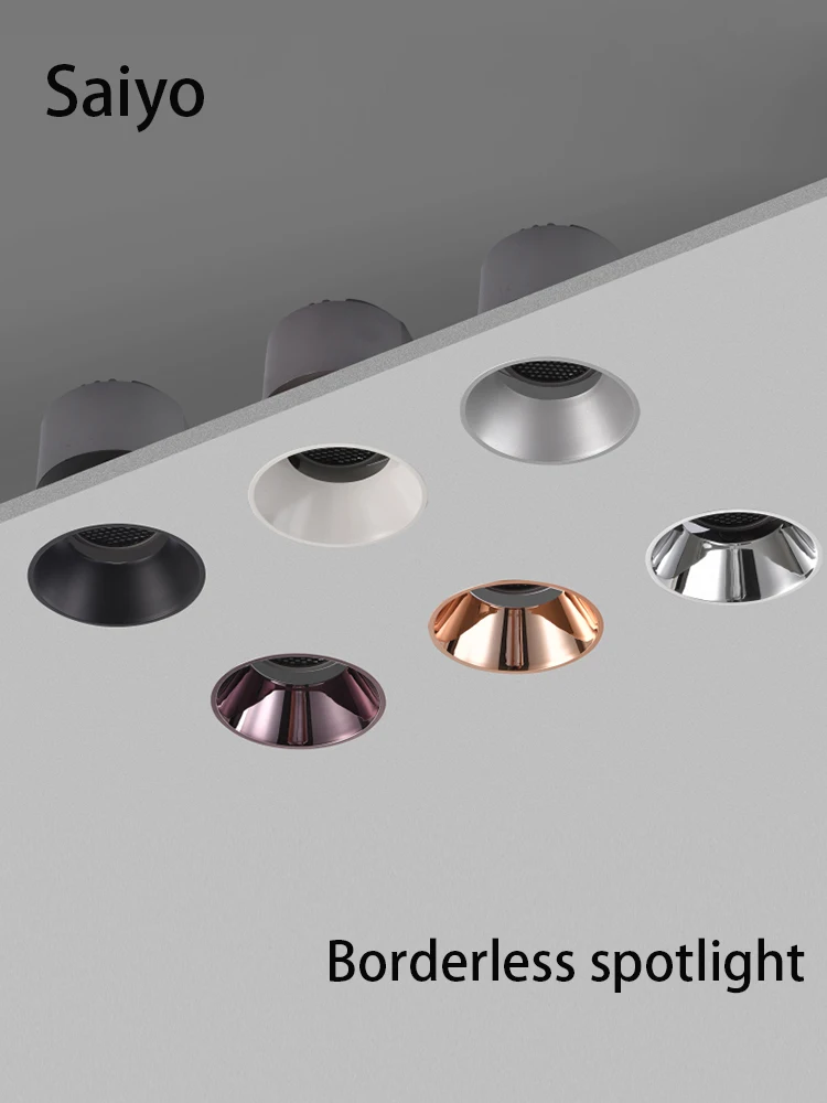 Saiyo LED Borderless Spotlight COB 5W 7W 12W Embedded Anti-glare Trimless Aluminum Recessed Downlight led downlight led spotlight 85-265V