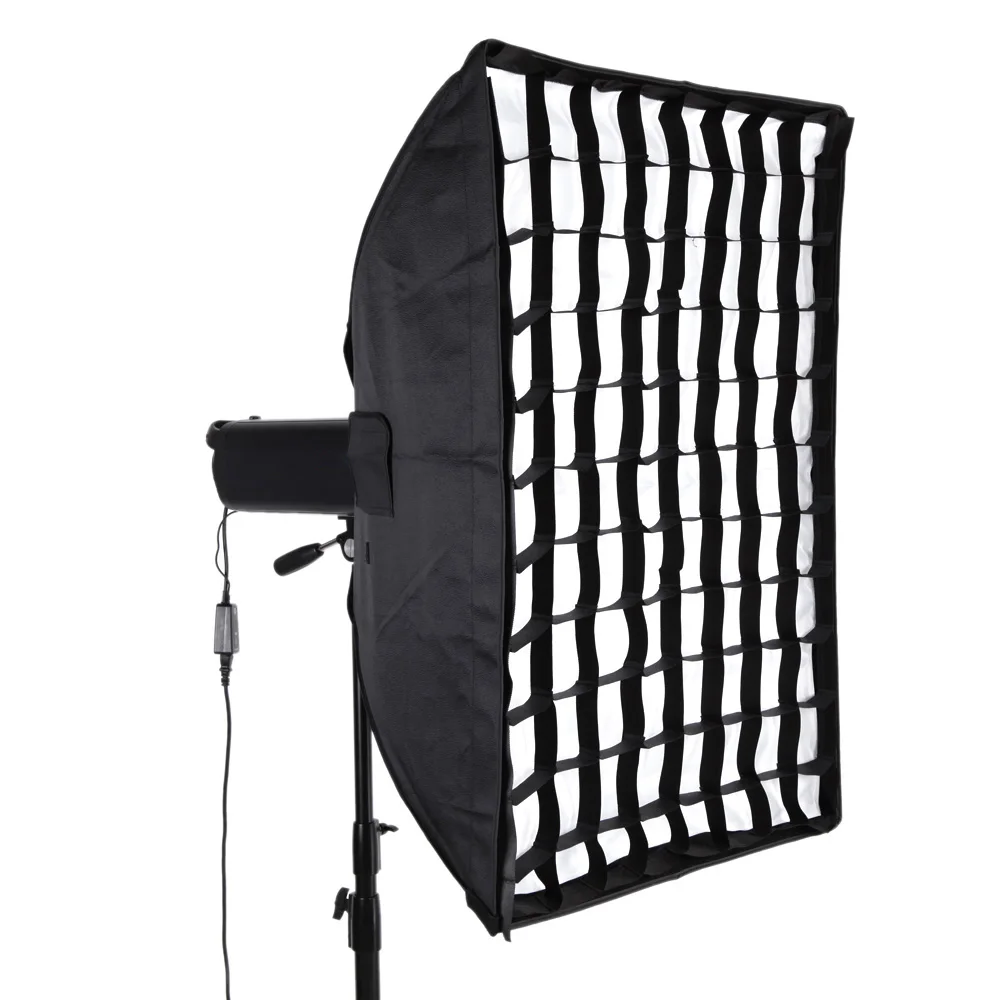 

60 * 90cm / 24" * 35" Softbox Diffuser with Honeycomb Grid & Bowens Bracket Holder for Speedlite Flash Light
