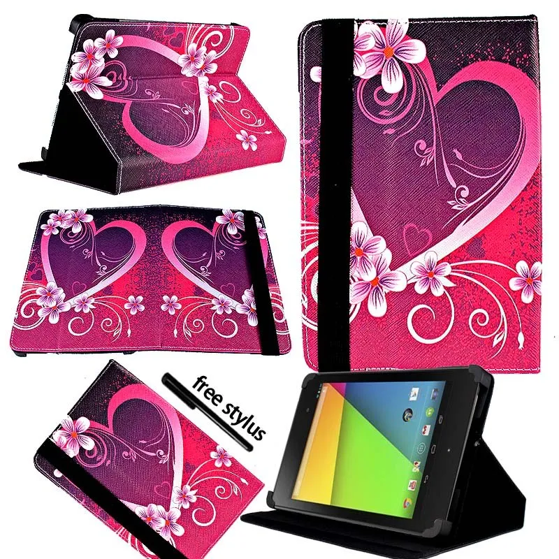KK&LL для Google Nexus 7(1st 2th, Gen 2012 Gen 2013)-кожаный чехол-подставка для планшета+ Бесплатный стилус - Цвет: Love Heart