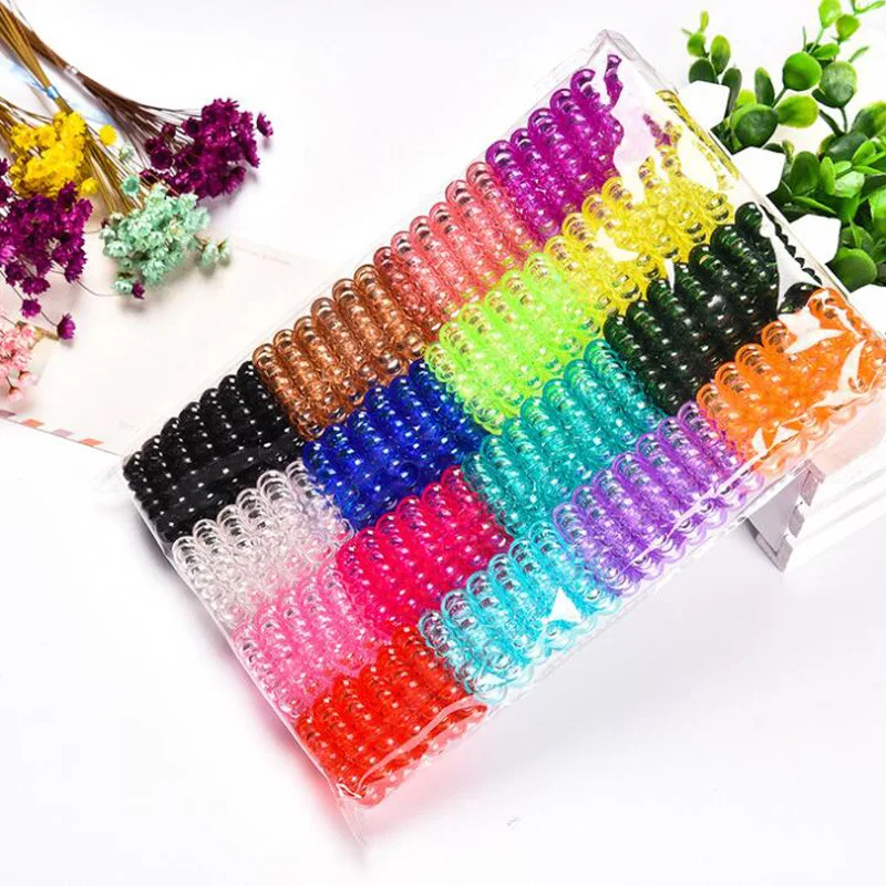 10PCS/Lot New 3.5cm Small Telephone Line Hair Ropes Girls Colorful Elastic Hair Bands Kid Ponytail Holder Tie Gum Hair Accessori mini hair clips
