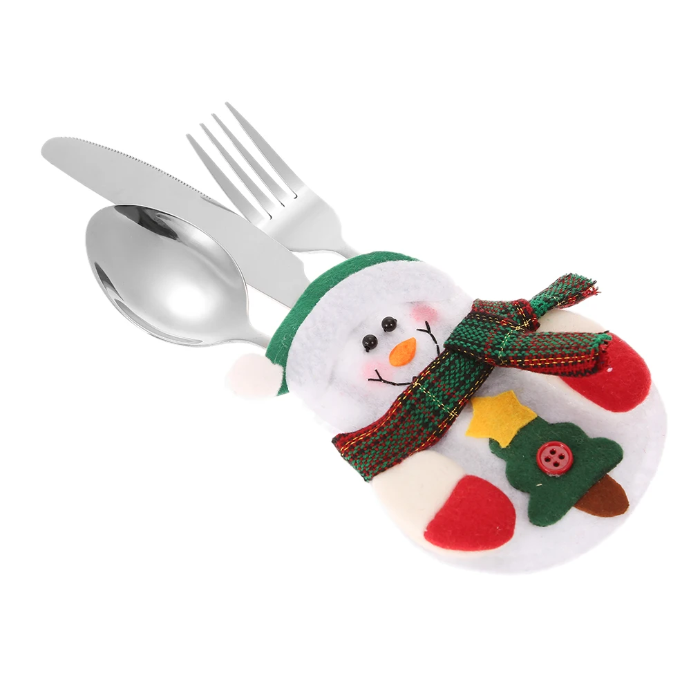6Pcs Christmas Silverware Holder Pockets 3 Style Santa Tree Hanging Decorations Xmas Dinner Flatware Holders Christmas Ornaments