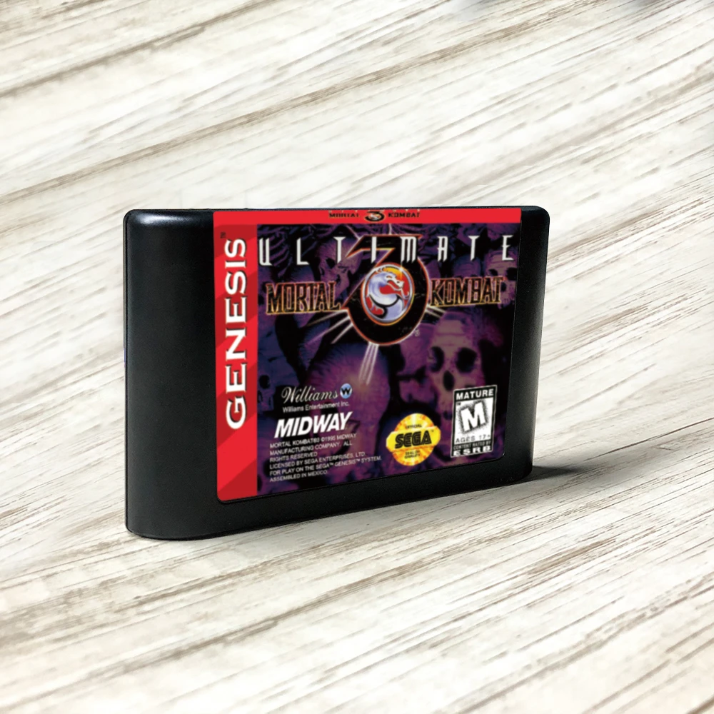 Ultimate Mortal Kombat 3 - USA Label Flashkit MD Electroless Gold PCB Card for Sega Genesis Megadrive Video Game Console