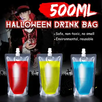 

500ml Halloween Vampire Pouch Props Blood Juice Water Drink Bag Reusable Cosplay Party Use Water Container For Outdoor Camping