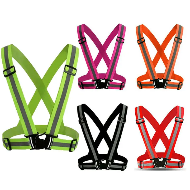 

Hirigin Reflective Vest Visibility Safety Strap Cycling Jogging Running Adjustable Safety Clothing Striped Belt Night Running