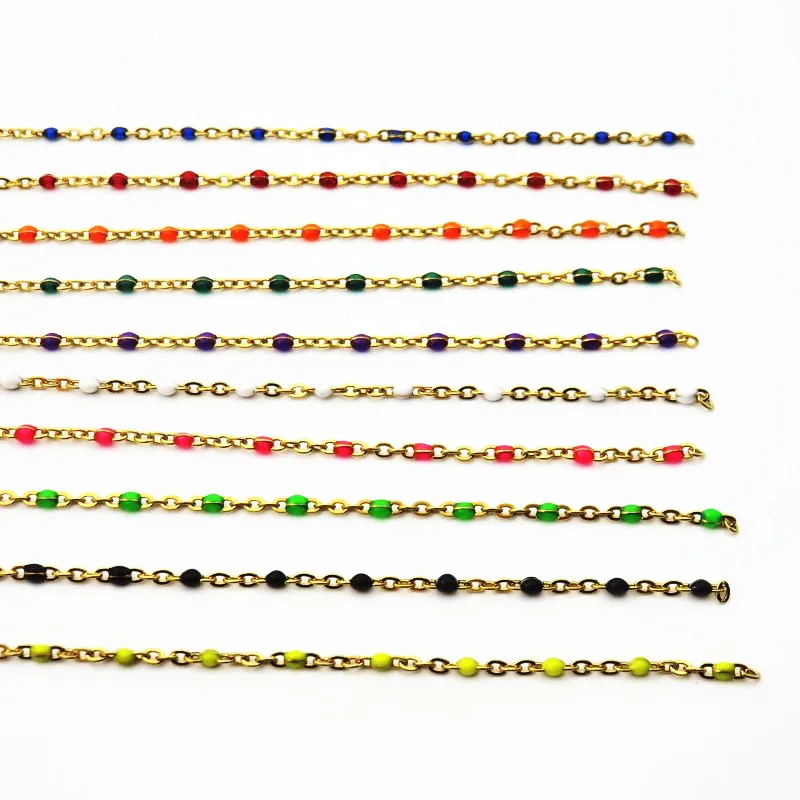 

10meters Gold-color Stainless Steel Cross Chain With Colorful Resin DIY Bracelet Necklace Jewelry Accessories