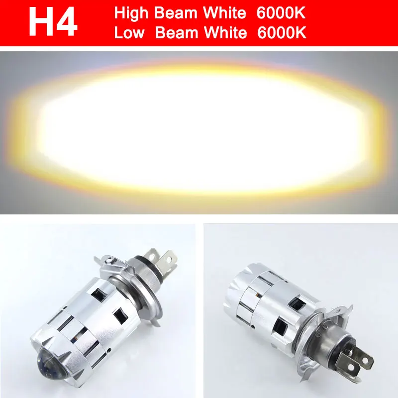 1 шт. лампы для фар мотоцикла Hi Lo аксессуары скутера H4 Mini Bi LED объектив Moto 4800LM