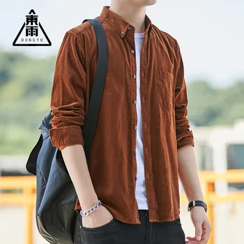 

Dongyu men's autumn new Korean style men's cotton corduroy shirt long sleeve shirt OEM
