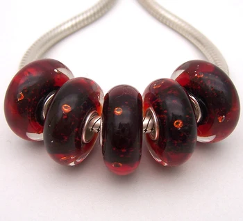 

YG122 5X 100% Authenticity S925 Sterling Silver Beads Murano Glassbeads beads Fit European Charms Bracelet diy jewelry Lamp-work