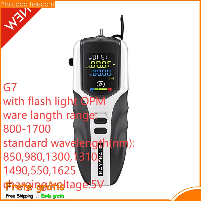 Medidor de potencia de alta potencia recargable de precisión, pantalla LCD G7 a Color, medidor de potencia de fibra óptica con luz flash OPM, nuevo de 2020