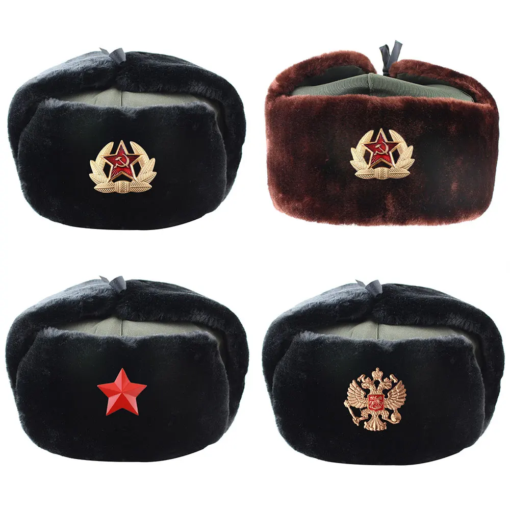 Gorro de nieve con orejeras para hombre, sombrero militar del ejército ruso,  gorra de piloto, sombrero de policía, Invierno _ - AliExpress Mobile