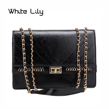 

New Women PU Leather Large Chains Shoulder Bags Female Big Briefcase Handbags Ladies Crossbody Messenger Bags
