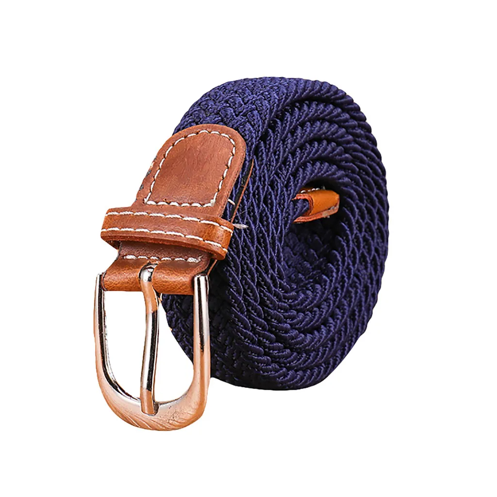 Темно-синий Мужской ремень из парусины cinturones para hombre модный однотонный женский кожаный пояс с жемчугом для джинсов ремень GG ремни для брюк - Цвет: Темно-синий