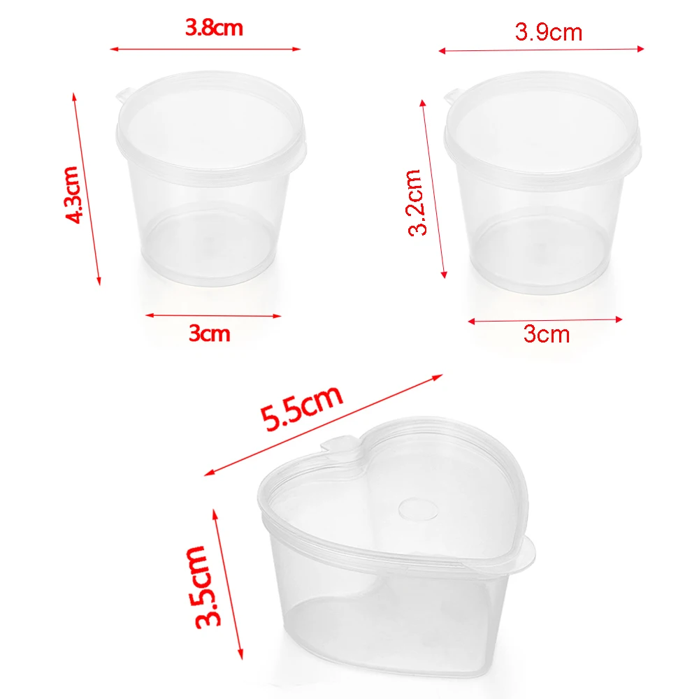 Disposable Plastic Takeaway Sauce Cup Containers Food Box with Hinged Lids Small Pigment Paint Box Palette 25Pcs 25ml/27ml/45ml