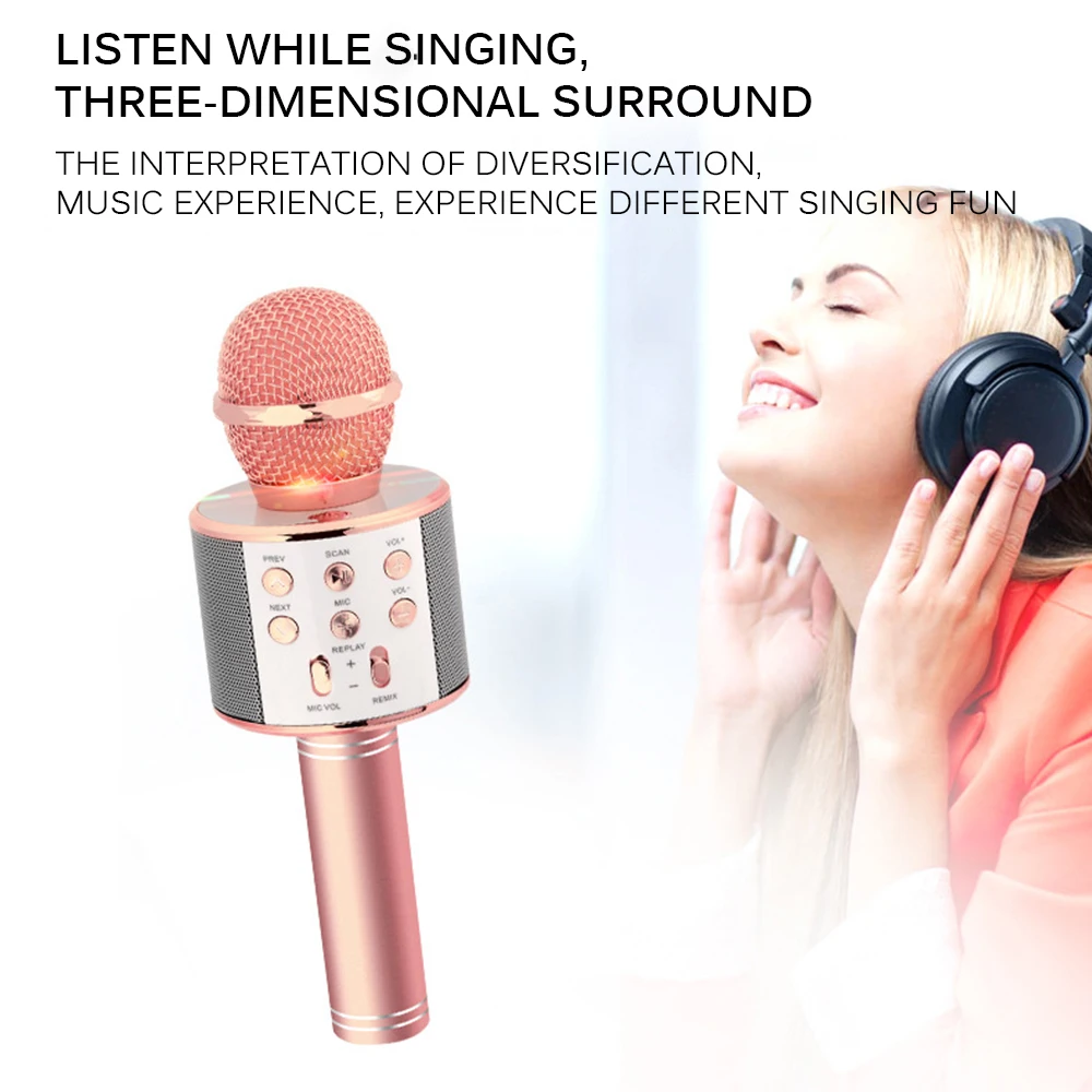 Модный Bluetooth беспроводной микрофон для детской Подарочная Музыкальная Коробка с светодиодный светильник для дома KTV музыкальные микрофоны