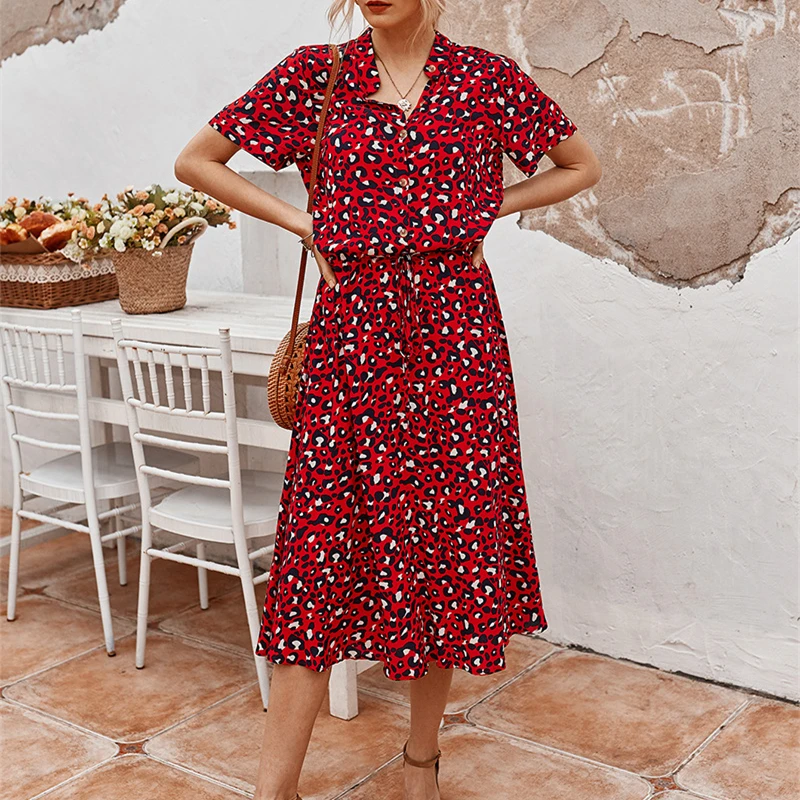 chinese dress ladies Multi Leopard Print Shirt Midi Dress – AX Paris