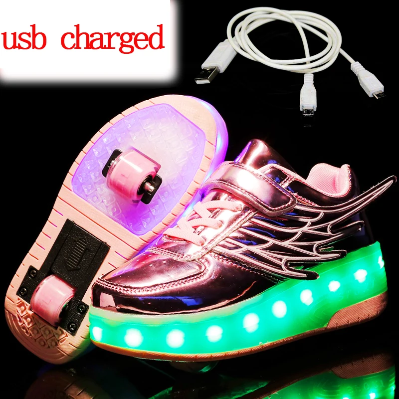 Heelys/светящаяся обувь с зарядкой от usb кроссовки на колесиках Светодиодный