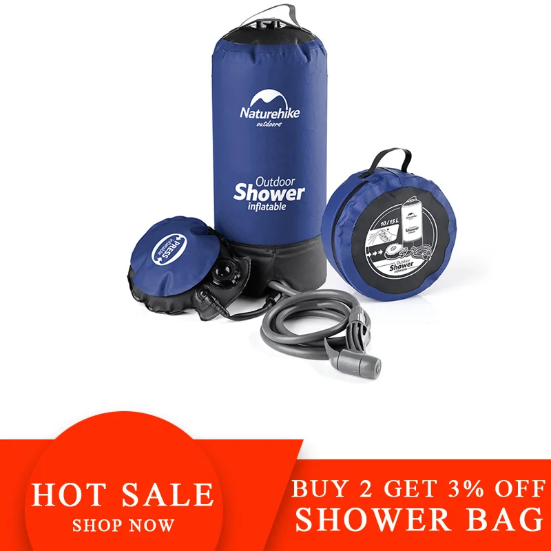 

Naturehike Outdoor Hiking Light Shower Bag 11L Pvc Outdoor Inflatable Shower Pressure Shower Portable Camp Shower Water Bag