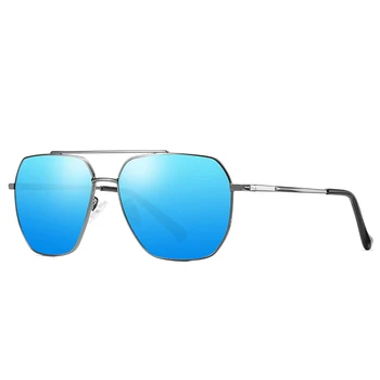 Classic Trendy Sunglasses Women Men Fashion Square Flat Top Polarized Mirror Sunglasses Metal Frame Uv400 Protection 1