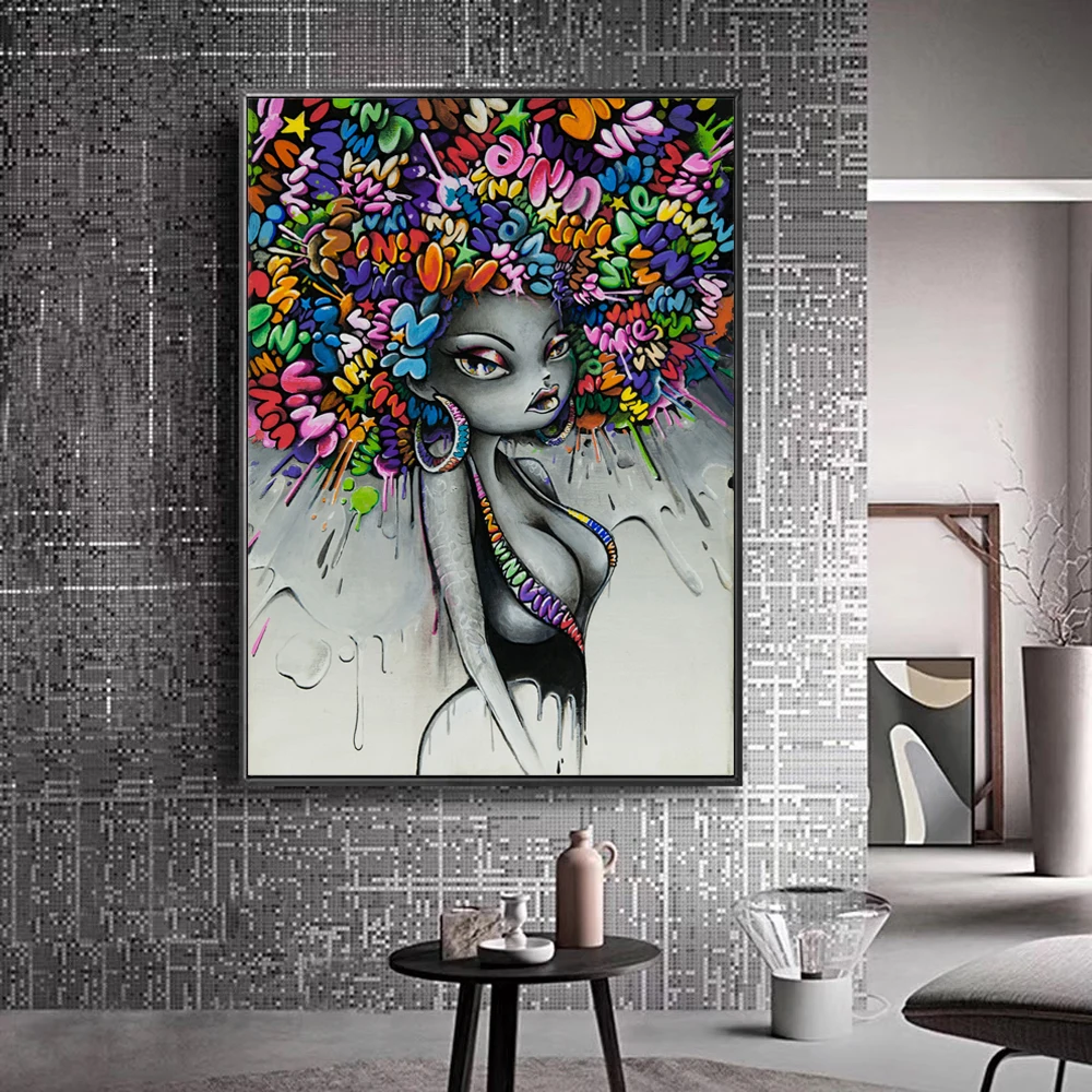 Граффити в современном уличном стиле серые сексуальные женские плакаты печатные