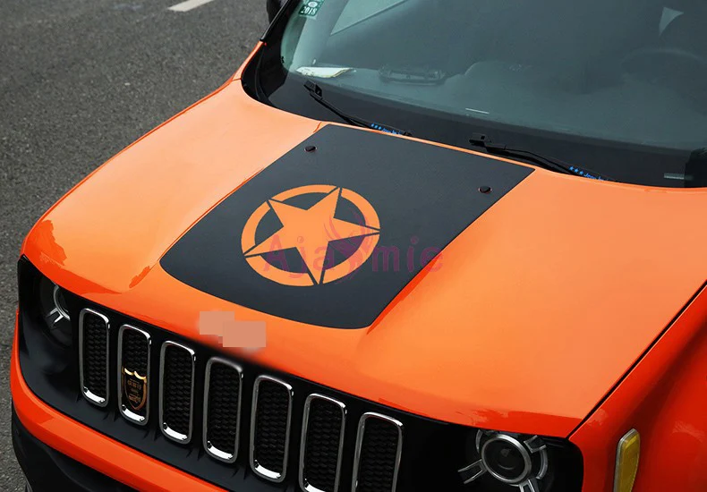 Углеродное волокно цветная автомобильная пленка для капота армейская звезда Автомобильная наклейка протектор Стайлинг для Jeep Renegade аксессуары - Цвет: Type A