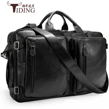 

Tiding New Style First Layer Calf Skin Men Business Briefcase 17-Inch Large Capacity Computer Backpack Extra-large Version